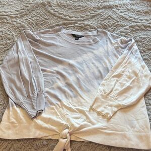 Cream and Gray Knotted Sweater